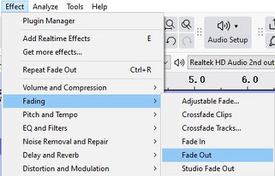 fade out in audacity