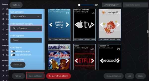 filter by steam category