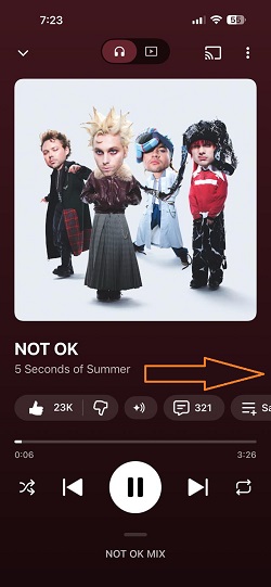find youtube music lyrics button