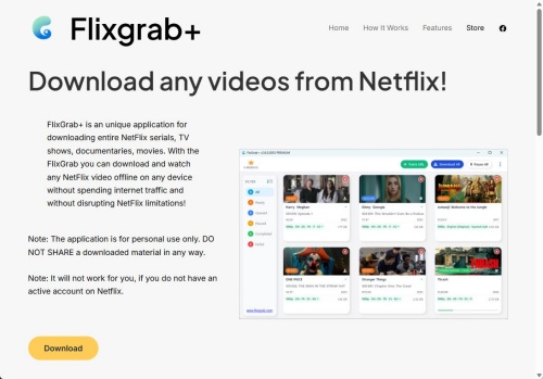 flixgrab netflix downloader web page