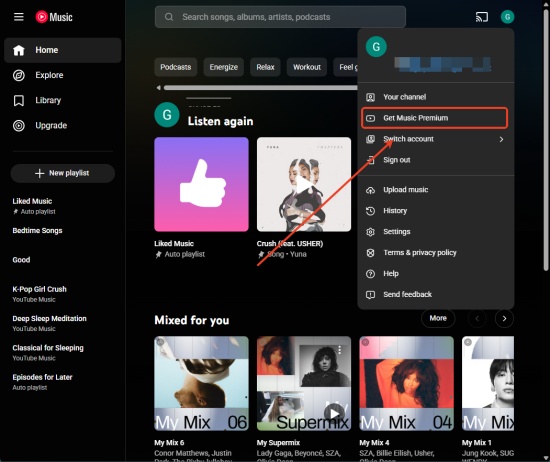 get youtube music premium on the web