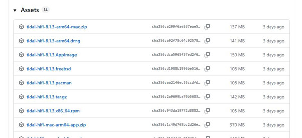 github tidal releases assets