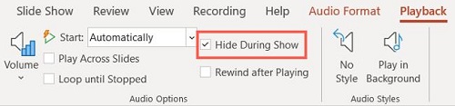 hide audio icon in powerpoint slides