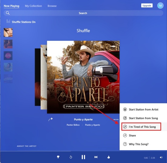 im tired of this song on pandora web