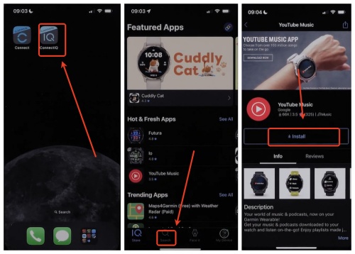install from the connect iq store using your smartphone
