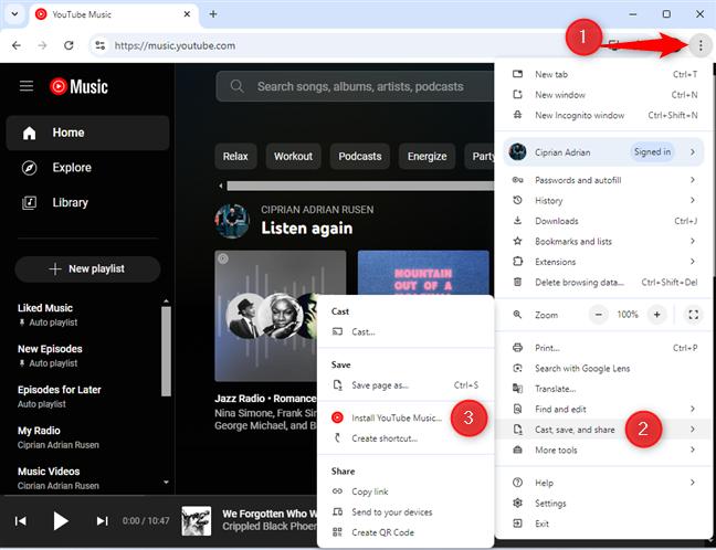 install music pwa from browser