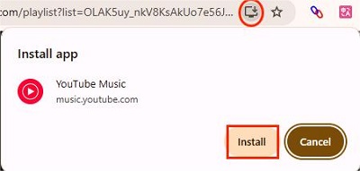 install youtube music web app