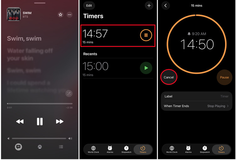 ios clock timer cancel