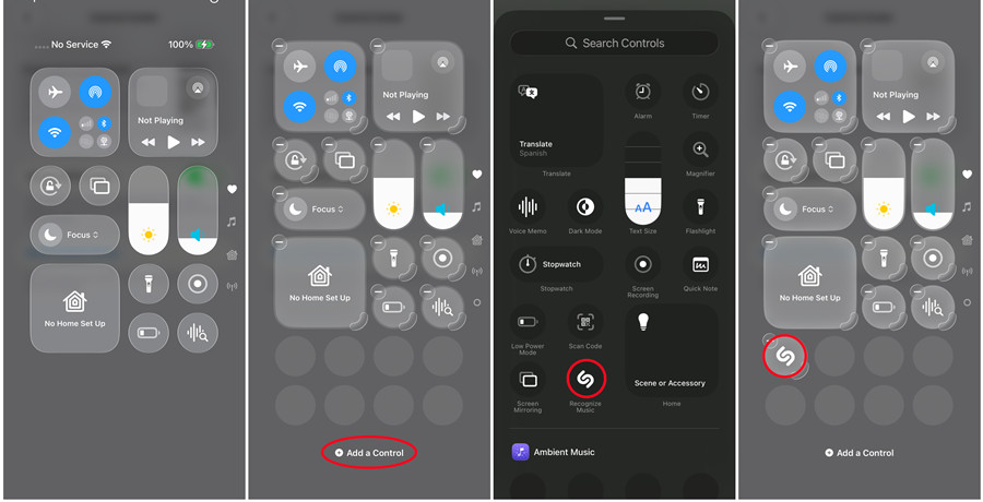 ios control center add a control recognize music