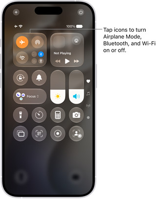 ios control center airplane mode