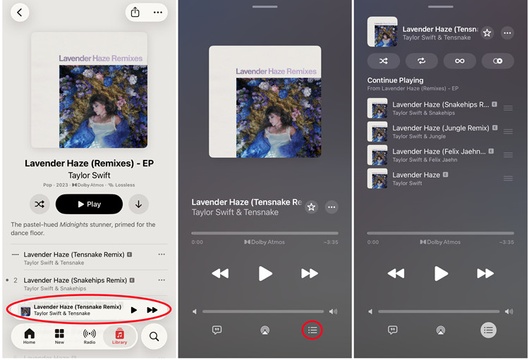 ios music now playing up next queue
