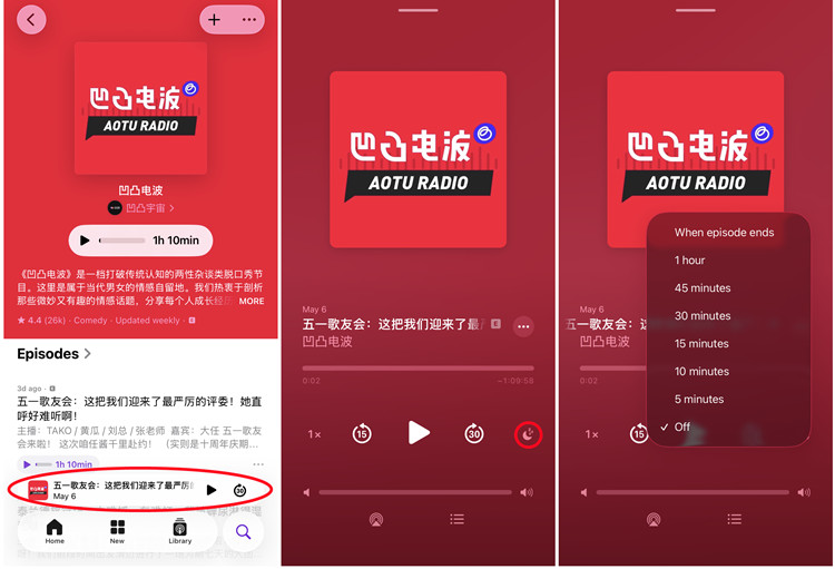 ios podcasts now playing sleep timer