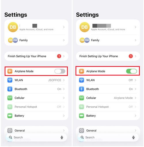 ios settings airplane mode