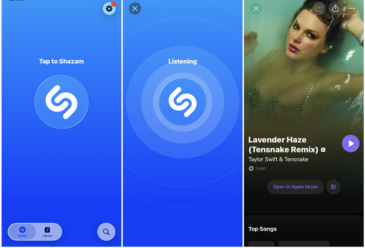 ios shazam listening recognized song
