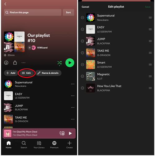 ios spotify collaborative playlist edit