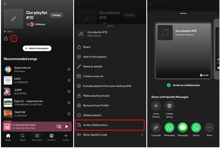 ios spotify collaborative playlist more invite collaborators