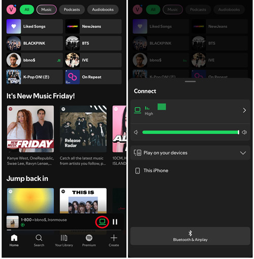 ios spotify now playing connect device