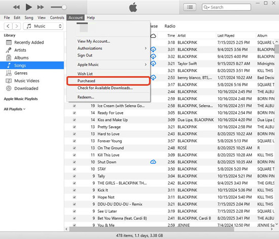 itunes account purchased