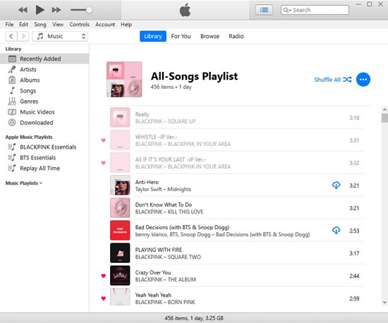 itunes all songs playlist
