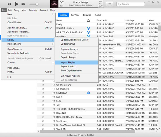 itunes file library import playlist