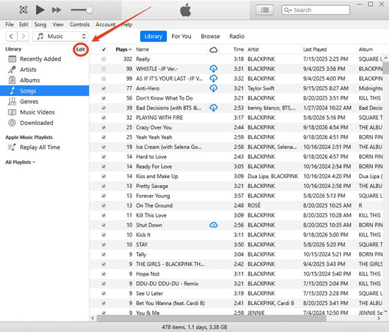 itunes library edit