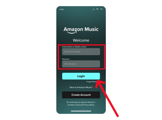 log in amazon music on phone