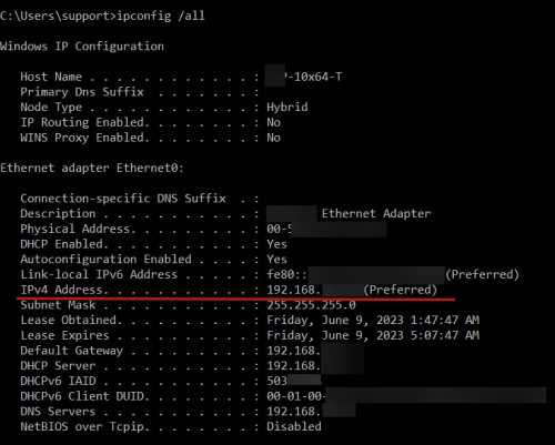 look for ip address on windows to connect audiobookshelf