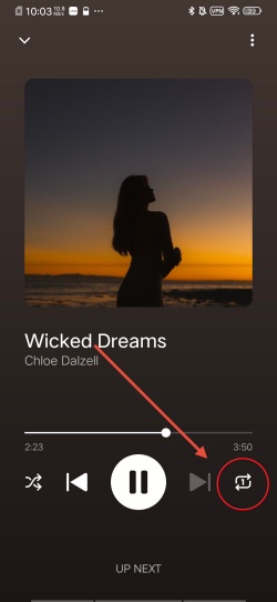 loop a song on youtube music on android