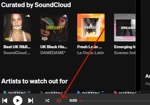 loop playlist soundcloud browser