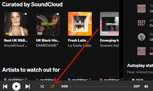 loop song soundcloud browser