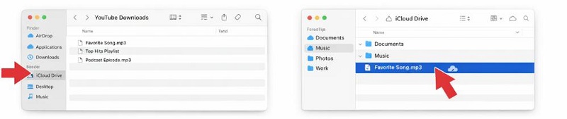 move youtube music files to icloud on mac