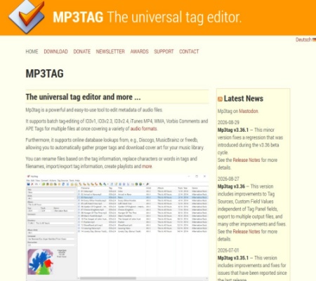 mp3tag editor page