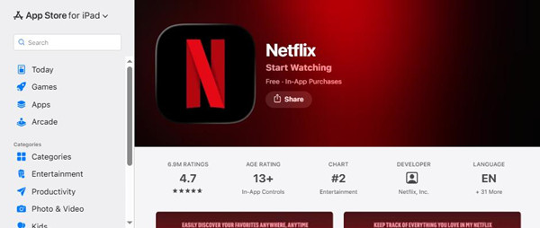 netflix app app store for ipad