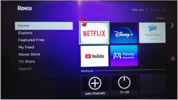 open netflix on roku
