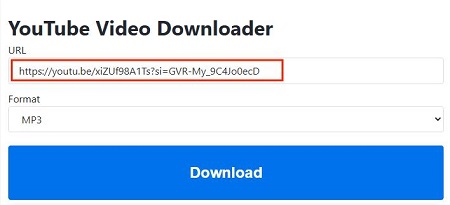 paste youtube link to loaderto