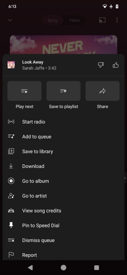 pin a single song to speed dial on youtube music