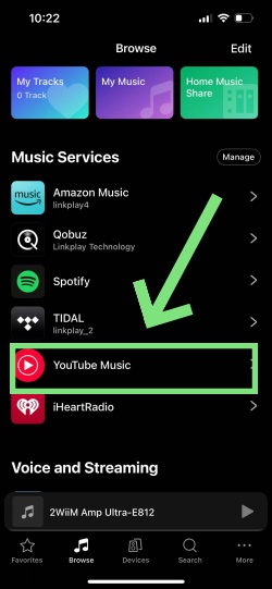 play youtube music on wiim using wiim home app