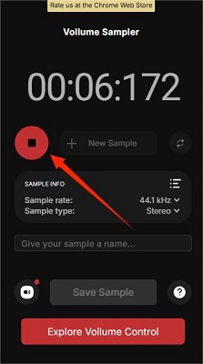 record youtube audio using vollume sampler