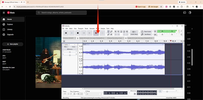record youtube music in audacity windows