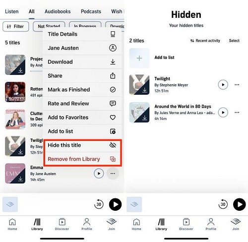 remove audible plus book