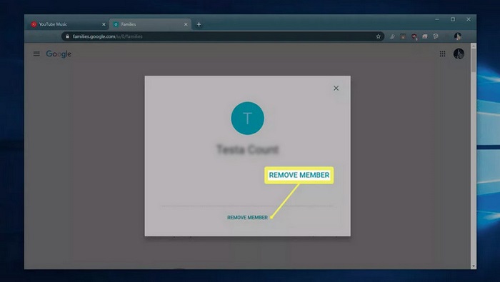 remove youtube family plan member