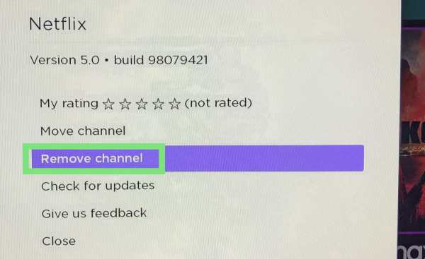 removel channels on roku