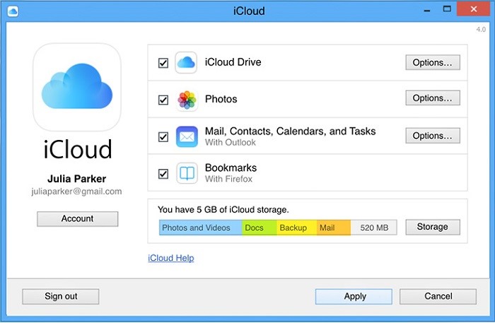 enable icloud drive in icloud for windows app