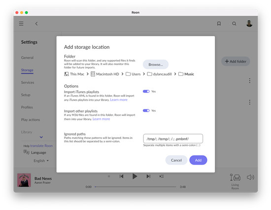 roon add storage location