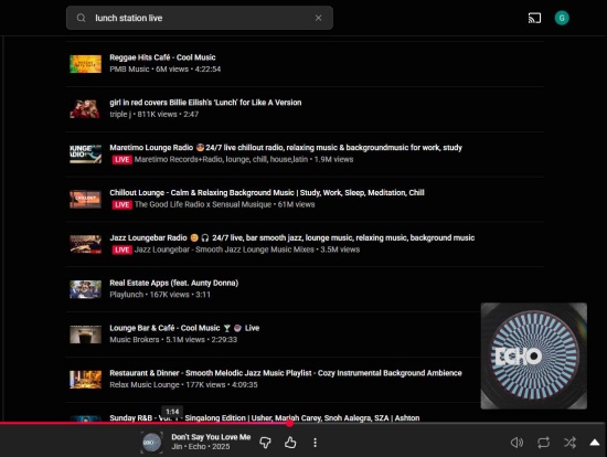 search for livestream on youtube music