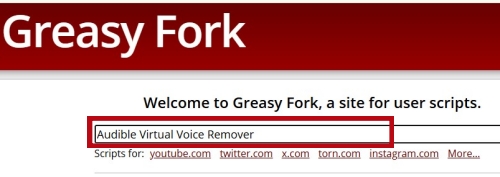 search for the audible virtual voice remover script on greasy fork