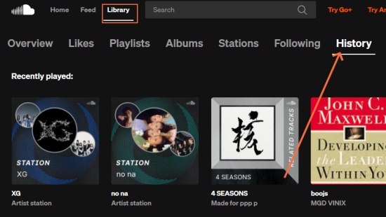 see soundcloud history