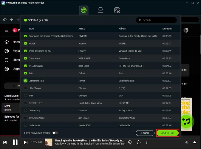 select youtube music songs