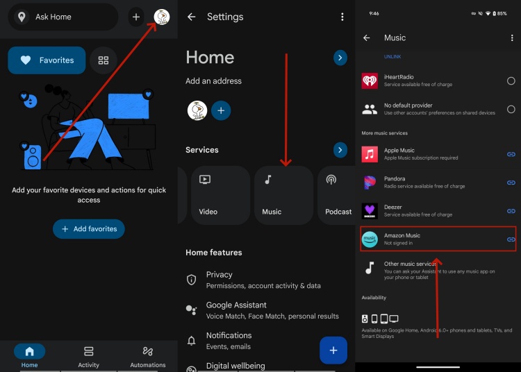 set amazon music as default on google home