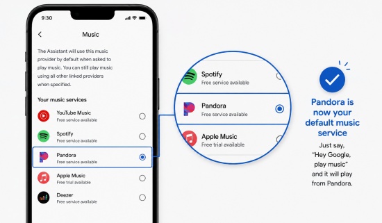 set pandora as default on google home